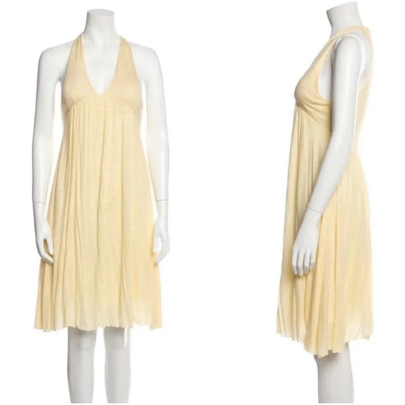 Diane Von Furstenberg Stripe Yellow Theo Halter Dress - Picture 1 of 7